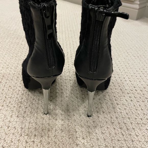 Bebe Black Lace Stiletto Ankle Boot - Picture 4 of 7